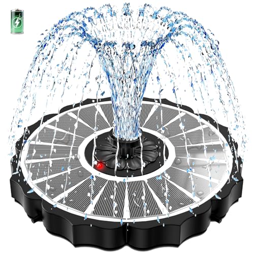 SZMP Solar Fountain, Works in Cloudy with 2000mAh Battery Backup, Glass Solar Powered Bird Bath Fountain with Auto LED Night Light Show, 3.5W, 8 Nozzles, for Garden, Outdoor (White)