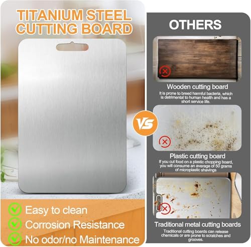 100% Pure Titanium Cutting Boards for Kitchen, Titanium Cutting Board Set of 3, 2025 New Food-Grade Chopping Board for Easy to Clean and Will Not Absorb Odors - Image 5