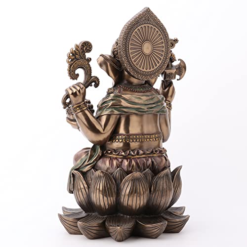 Estatua grande de Ganesh sentado sobre loto 44.5 cm miniatura 4