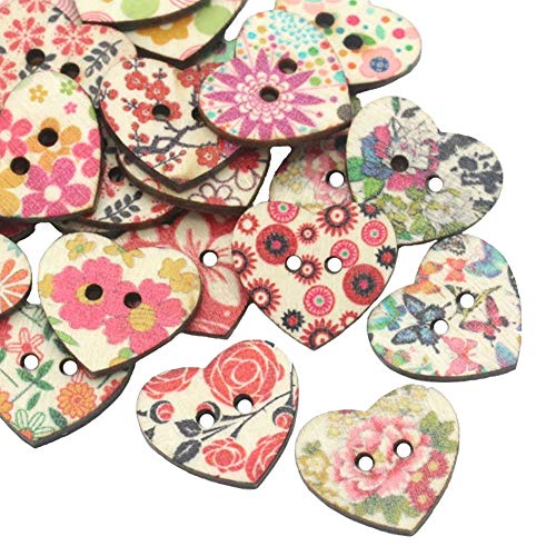 AKOAK 50 Pack 25MM 2-Hole Mixed Flower Pattern...