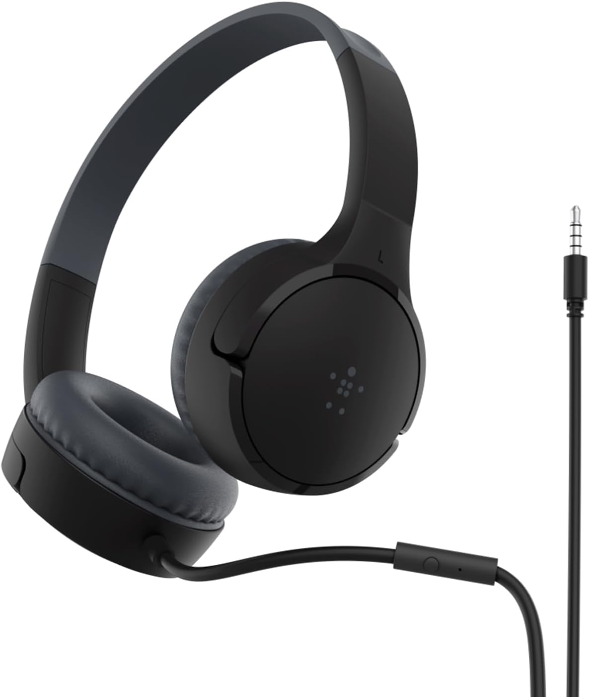SoundForm Mini Wired On-Ear Headphones for Kids, Over-Ear Headset for Children with inline Microphone for Online Learning, School, Travel, Play, For 3.5mm Compatible Devices - Black