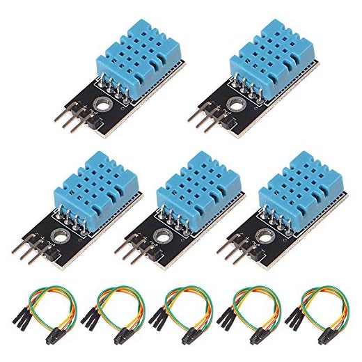 ALMOCN - Módulo de sensor de humedad de temperatura DHT11 (5 unidades, 3,3 a 5 V, con cables Dupont para Arduino Raspberry Pi 2 3