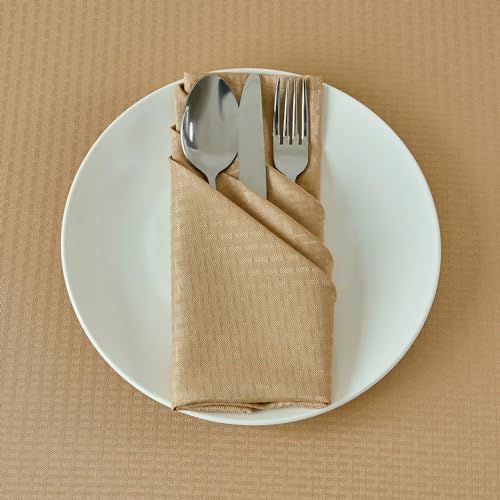 Image of maxmill Cloth Napkins 20 x 20 Inch Weaved Texture Pattern Soft Comfortable and Luxury Serviette for Restaurant Family Dinners Weddings Parties and Banquets Set of 4 Pieces, Beige