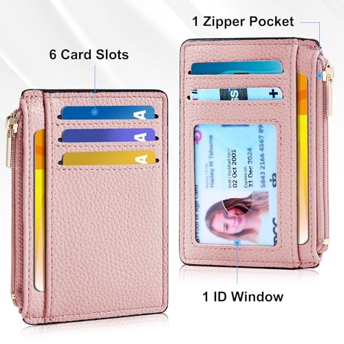 Image of Tipmile Womens Credit Card Holder Wallet, Small Slim RFID Blocking Sleeve | Mini Tiny Cute ID Case, Minimalist Zipper Pocket Wallet, Thin Coin Purse, Mothers Gift