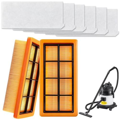 2 filtros de pliegue planos KFI7420 y 6 filtros de aire KFI 7520 compatibles con Kärcher 1.629-731.0 AD4, AD4 Premium Aschesauger Flachfaltenfilter Kärcher Aspiradora Filtro