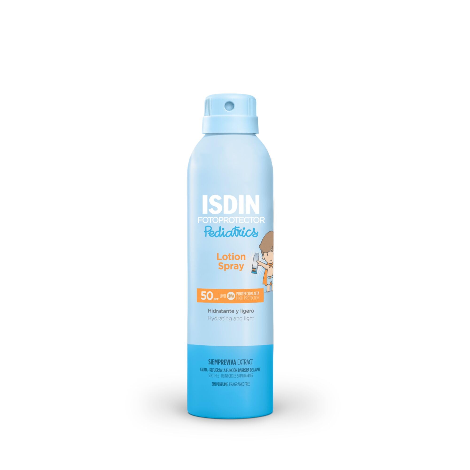ISDIN Fotoprotección Lotion Spray Pediatrics SPF 50, Protector Solar Corporal en Spray para Niños y Bebés, Muy Resistente al Agua y de Rápida Absorción que Hidrata Intensamente, 250 ml