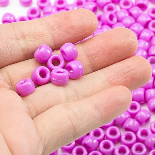 Image of Gxueshan 1000 Pcs Acrylic Pony Beads 6x9mm Bulk for Bracelet Necklace Jewelry Making Earring Hair Braiding Kandi Beads