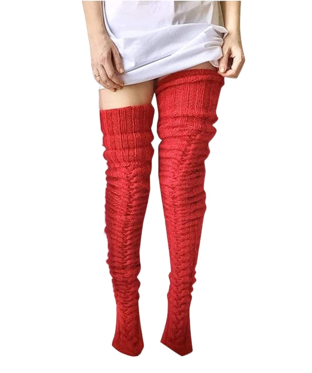 Calzini Termici Calze Invernali Calze Alte Alla Coscia Calze Extra Lunghe Da Donna In Maglia Termica, Alla Moda, Sopra Il Ginocchio, Funky, Calde E Morbide Calzini