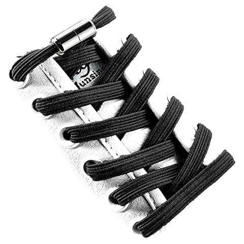 Elastic No Tie Shoelaces with Metal Buckles Apply to Sneakers,Board Shoes,Casual Shoes,Shoe Laces for Kids,Adults,Elderly Black Cover