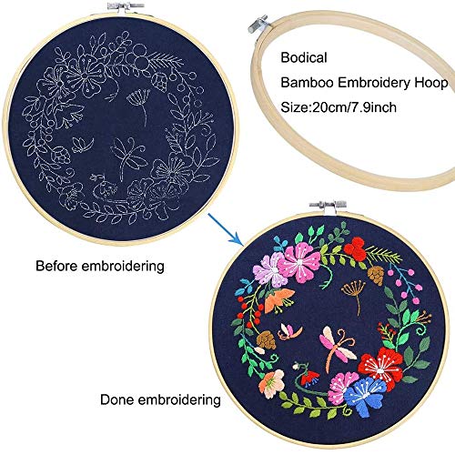 for Women, Embroidery Kit for Beginners, Cross Stitch Starter Kits Include 3 Sets Embroidery Fabric Cloth with Pattern, 3 Bamboo Hoops,Floss Threads, Needles and Scissors