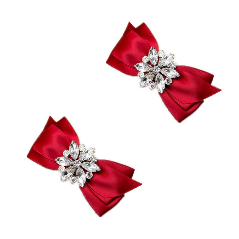 DouquDouqu Rhinestone Crystal Wedding Bridal Shoe Bow Boots Clips Detachable Shoes Buckle Shoe Decoration Charms Pair Jewelry