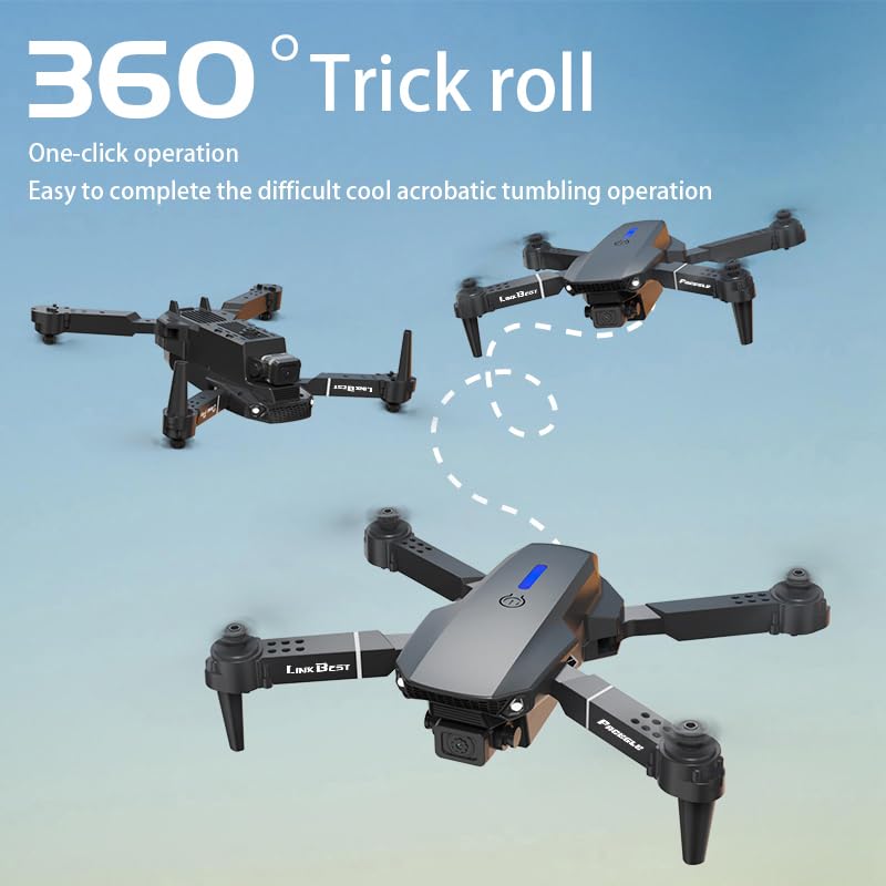 E88 Nova Drone con Telecomando a Schermo da 2.4" e Luci RGB, Trasmissione Video in Tempo Reale, Decollo/Rientro Automatico, Volo a Traiettoria - Drone Intelligente per Adulti e Principianti (black)