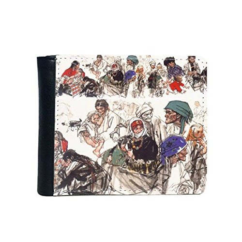Portefeuille bifold en cuir imprimé peinture moderne chinoise pour femme