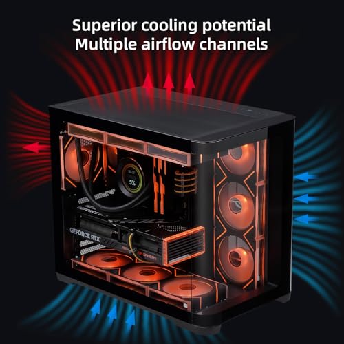 Image of SAMA 2851A ATX Mid Tower Gaming PC Case, 4 ARGB PWM Fans, USB-C Black