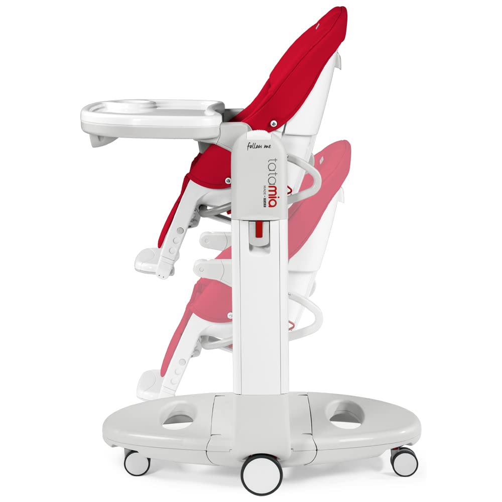 Peg Perego Tatamia follow me krzesełko dla niemowląt, wielofunkcyjne, leżaki, huśtawka, 6 kółek, składane, dla dzieci w wieku 0-3 lat (0-15 kg), truskawka
