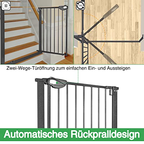 XMTECH Türschutzgitter Ohne Bohren Treppengitter für Kinder 95-105cm breit,Auto-Close Baby Türgitter Treppen Absperrgitter mit Druckbefestigung,Safety Gate, 180° Zweiwegeöffnung Schwarz