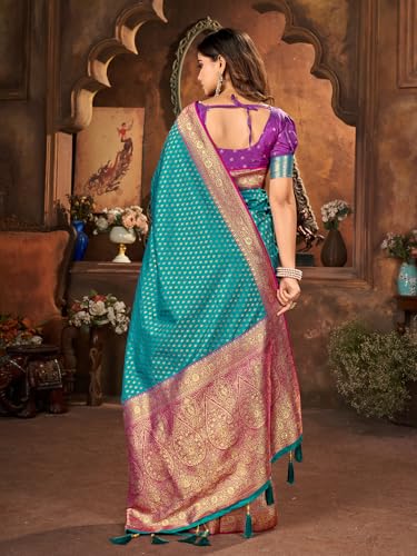 Image of Mehrang Women's Pure Kanjivaram Silk Saree Banarasi Silk Wedding Sarees for Women with Blouse Piece