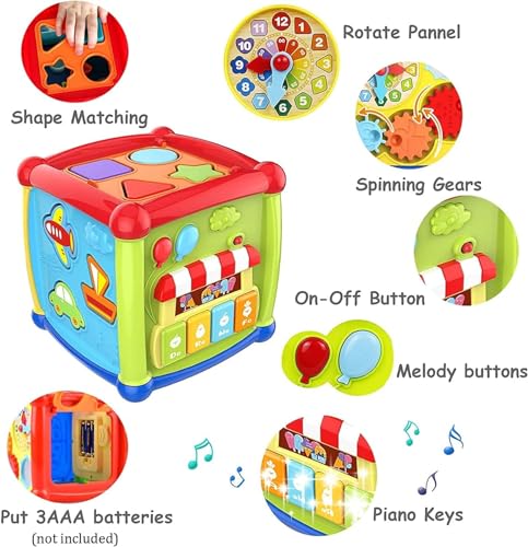 SellNfun 6 in 1 Activity Cube Baby Toy for 6 to 36 Months, Toddler Piano Center Best First Birthday Gift for 1 to 3 Y Old Girl Boy, Busy Learners Educational Toys(Multicolor)(C18) SellNfun 6 in 1 Activity Cube Baby Toy for 6 to 36 Months, Toddler Piano Center Best First Birthday Gift for 1 to 3 Y Old Girl Boy, Busy Learners Educational Toys(Multicolor)(C18)