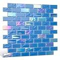 Soulscrafts Glass Mosaic Tiles, Glass Mosaic 12 x 12 Inch for Pool Kitchen Backsplash Bathroom Shower Tile, Glaze Blue, 5 Sheets