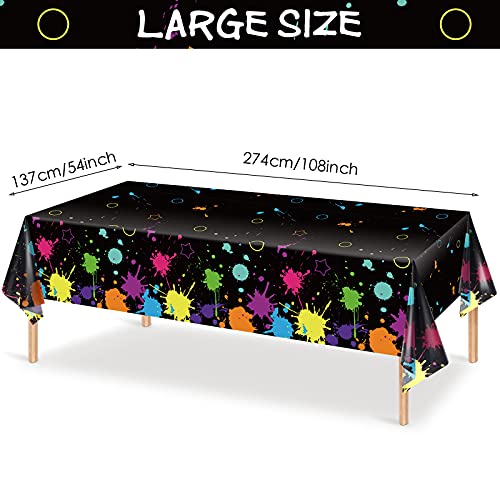3 peças de toalhas de mesa brilhantes de festa neon de 272 x 137 cm, toalha de mesa de plástico desc