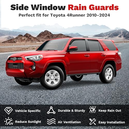 Image of Canvcle 4Runner Rain Guards - Window Visors for Toyota 4Runner 2010-2024, Outside-Mount Tape-On Side Window Wind Deflectors for 4Runner Accessories, Vent Visors Shades Rainproof 4PCS