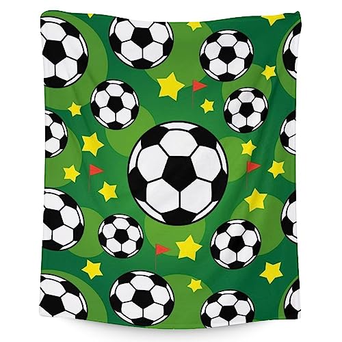 Mercuryelf Soccer Blanket Gifts, 40"x50" Funny Football Throw Blankets for Boys Kids, Cozy Lightweight Fleece Plush for Sofa Bed Room Decor