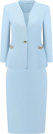 Hobemty Womens Skirt Suit Set 2 Piece Outfit 2026 Work Office Blazers and Pencil Skirts