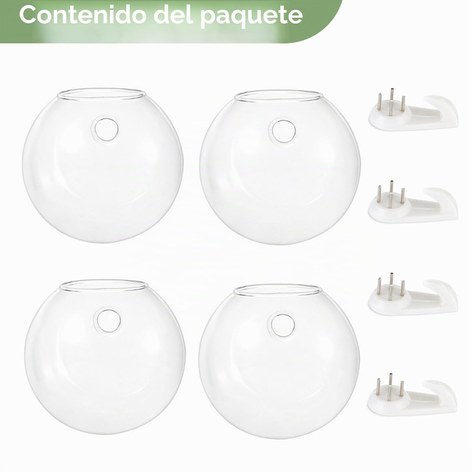 Nuptio 4 Piezas de Macetas de Vidrio para Colgar en la Pared, 10cm de Diámetro, Maceta de Vidrio Redonda, Jarrones para Plantar Agua, Florero de Aire, Terrarios de Plantas, Contenedor de Plantas