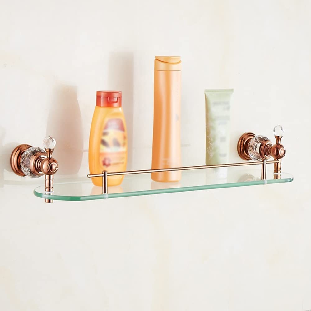 Generic Bathroom Shelf Floating Shelves Shower Caddy Solid Brass Glass Shampoo Cosmetics Organizer Shelf Home Accessories Storage Rack