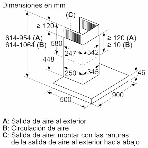 Balay 4242006282974 3BC997GX Dunstabzugshaube (Abluft/Umluft, A, B, 55 dB), rostfreier edelstahl