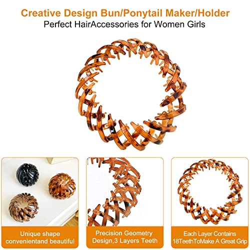 Bird Nest Shaped Hair Clips,RONGYI 4 Pieces Plastic Bird Nest Shaped Ponytail Holder Retractable Birds Nest Hair Clips,Expandable Hair Claws Clips for Daily Use Bathing - Image 3