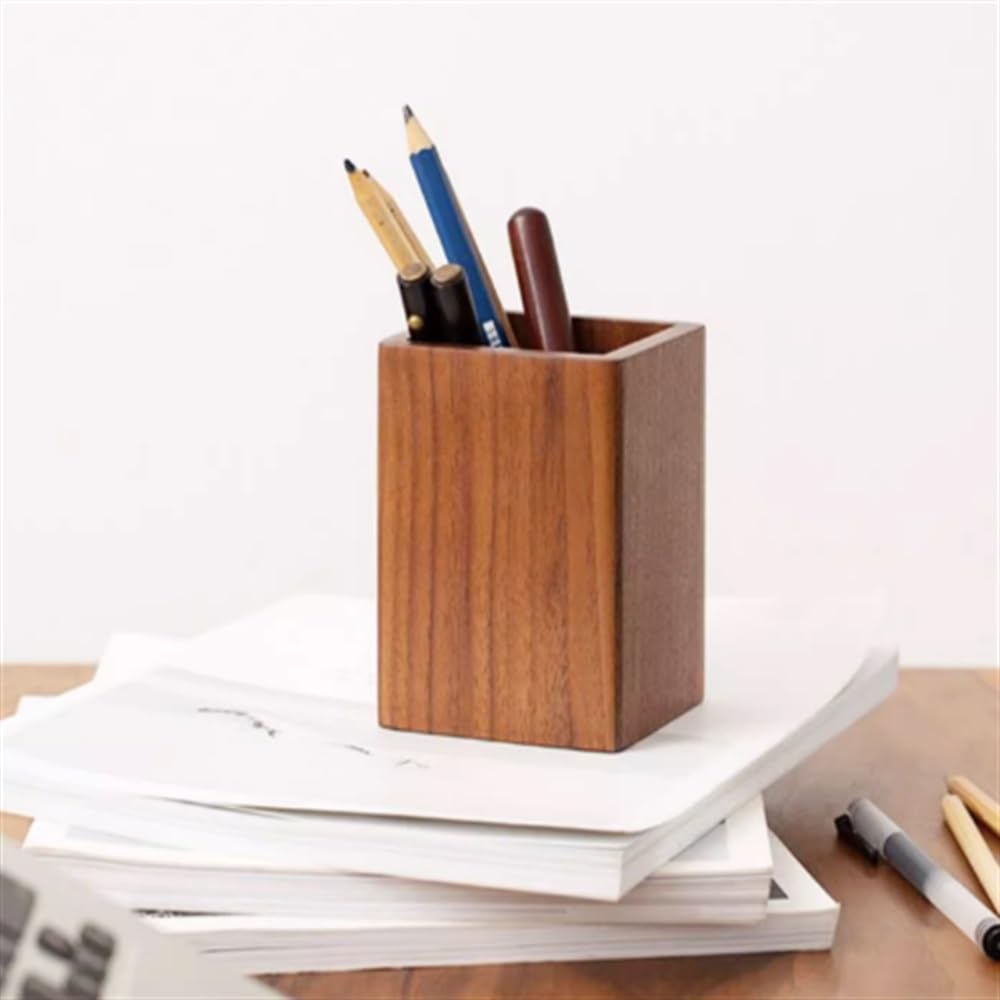 Pot À Crayons en Bois Porte-Stylo en Bois Ornement de Bureau créatif Porte-Stylo