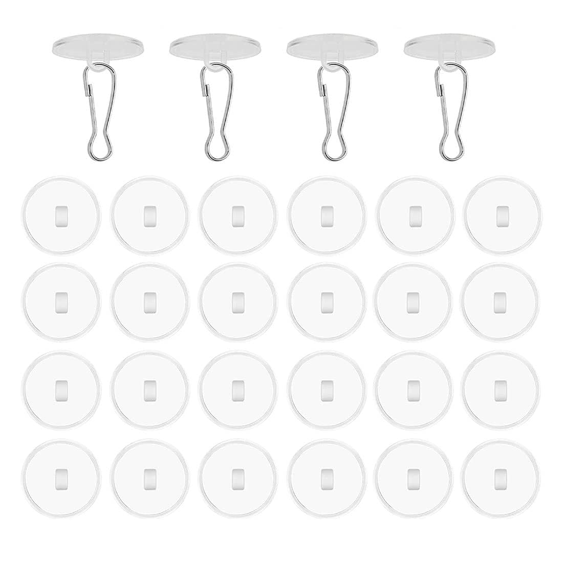 Set de 60 ganchos de techo autoadhesivos transparentes sin perforar, ganchos decorativos con clips para mástil de bandera, para techos, paredes, cumpleaños, Navidad