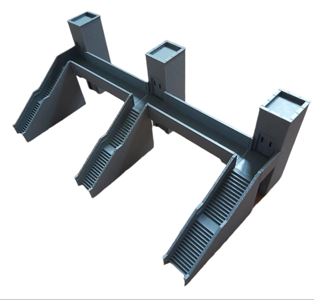 OO Gauge Model Railway Station Platform Footbridge with Lifts Double Walkway (120mm x 180mm)
