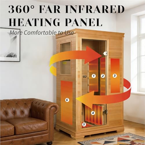 Image of Infrared Sauna,Low EMF,1 Person Sauna,Hemlock Wood,Indoor Sauna