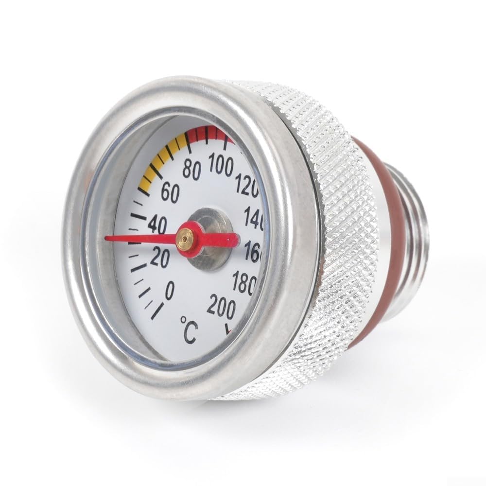 Compteur de température d'huile de moto avec dimensions standard du fil M30 x 1 5 et M20 1 5, alliage d'aluminium pour une surveillance fiable de la température du moteur (argent M20 x 1,5)