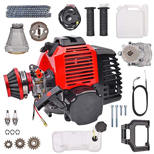 49cc 2 Stroke Pull Start DIY Engine Motor W Gear Box Assembly Replacement for Pocket Mini Pit Dirt Bike ATV Quad Scooter 20T T8F Chain 44mm Bore