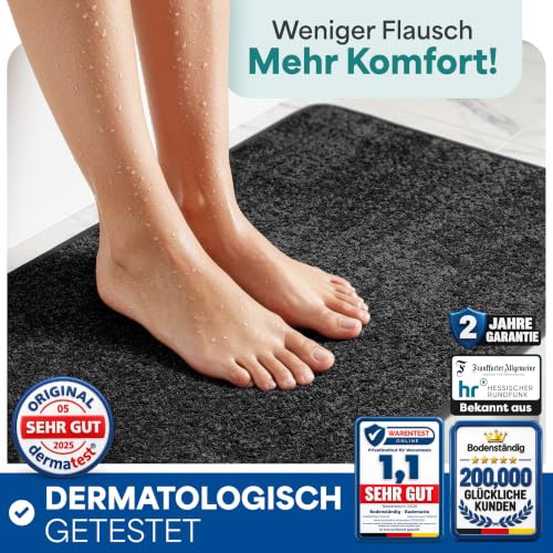 Bodenständig® Badematte rutschfest waschbar - Badvorleger Schwarz – Ansicht 4