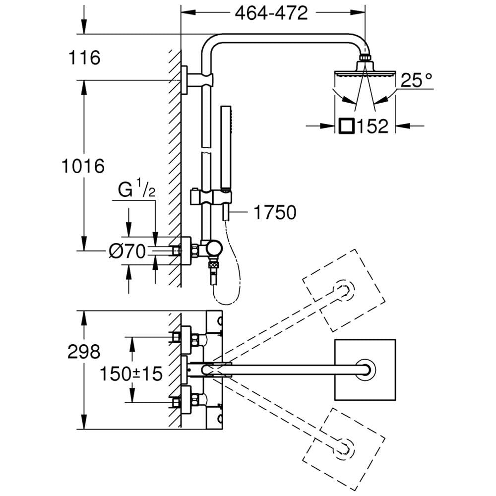 Grohe Colonne de Douche avec Mitigeur Thermostatique Euphoria System 150 27932000 (Import Allemagne)