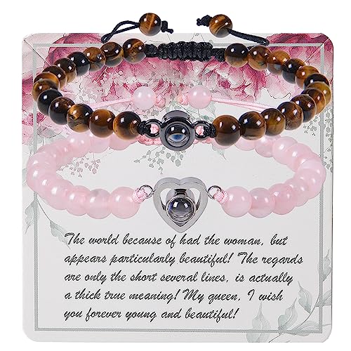 Image of DS 100 Languages I Love You Couples Bracelets, I Love You Projection Bracelet Friendship bracelet Couples Gifts To My Lover Mon Boyfriend Girlfriend Wedding anniversary Lover's gift box packaging(J)