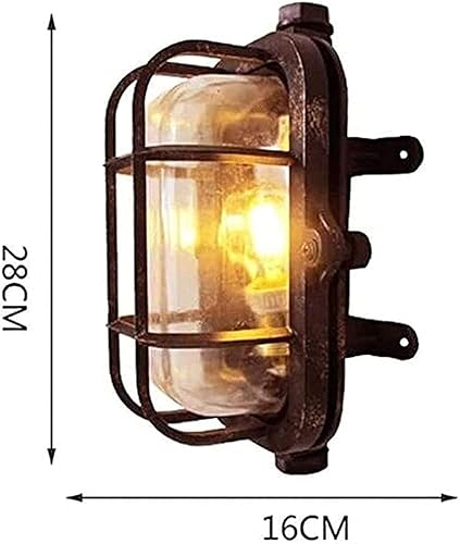 Miniatura 2 de E27 Lámpara de pared industrial retro ovalada aluminio mamparo luces pantalla de cristal aplique externo tradición victoriana linterna decoración