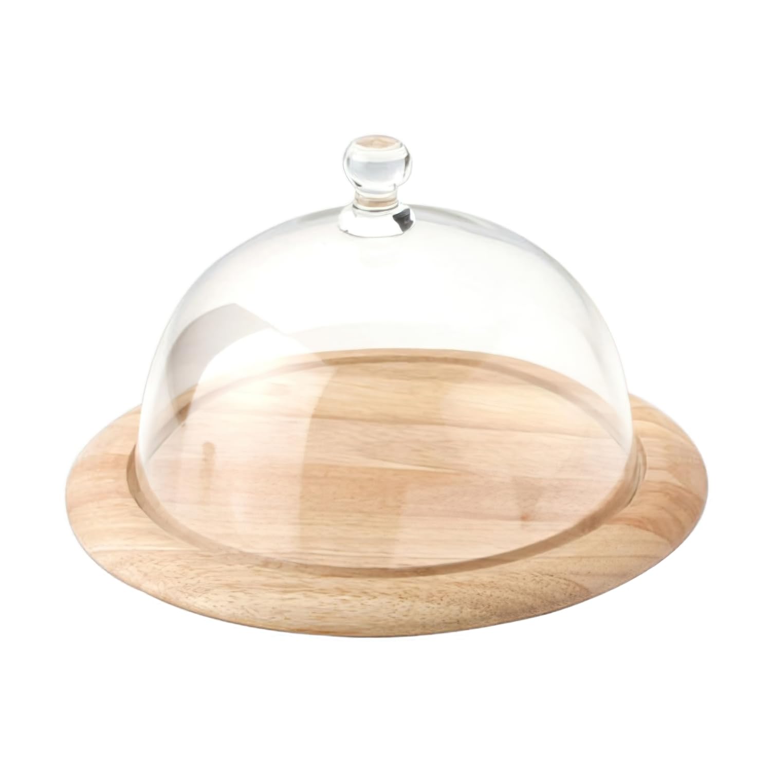 Continenta Plateau à Fromage en hévéa avec Cloche Verre Ø 26 x 16 cm