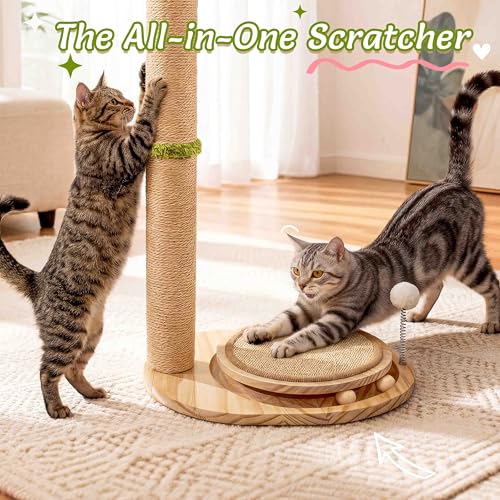 Rascador para gatos torre de 39 pulgadas con juguete interactivo miniatura 3