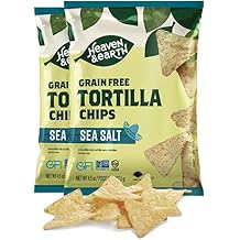 Heaven & Earth Sea Salt Tortilla Chips, Grain Free Tortilla Chips, 4.5oz 2 Pack | Corn Free | Gluten Free | Kosher for Passover | Made with Cassava
