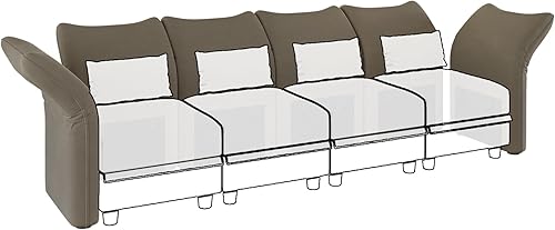 Miniatura 7 de LLappuil Par modular de sofá modular con respaldo y reposabrazos laterales para sofá modular convertible, sofá modular y reposabrazos lateral,