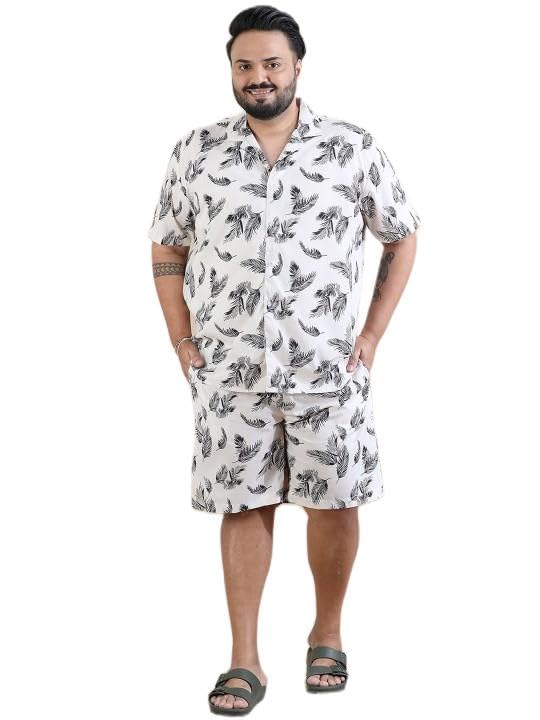 Plus Size Printed Short Sleeves Shirt & Shorts Set-image-34
