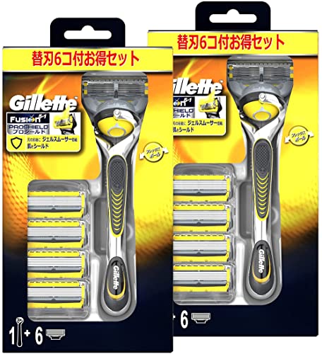 ジレット プロシールド マニュアル 髭剃り カミソリ 男性 ホルダー + 替刃6個 × 2セット