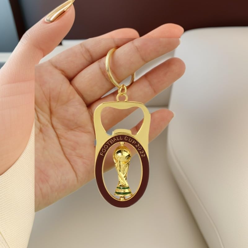 Golden Trophy Bottle Opener Keychain 2-in-1 Souvenir Keyring Football Fans Decorative Accessory Gifts