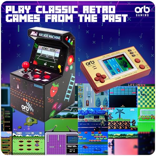 Orb Mini Retro Handheld Games Console & Arcade Bundle - 1 x 150 In-Built Games Console & 1 x 240 In-Built Games Arcade, Full Colour LCD Screen - Thumbs Up! - Image 2