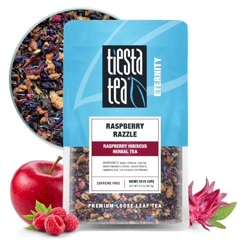 Image of Tiesta Tea - Raspberry Razzle Tea, Loose Leaf, Raspberry Hibiscus Herbal Tea, Premium Caffeine-Free Tea Blend, Make Hot or Iced & Up to 25 Cups, 2 oz Resealable Pouch